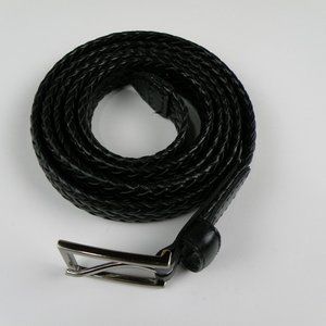 Black Braided Leather Women's Belt XXL 54" x 3/4"W